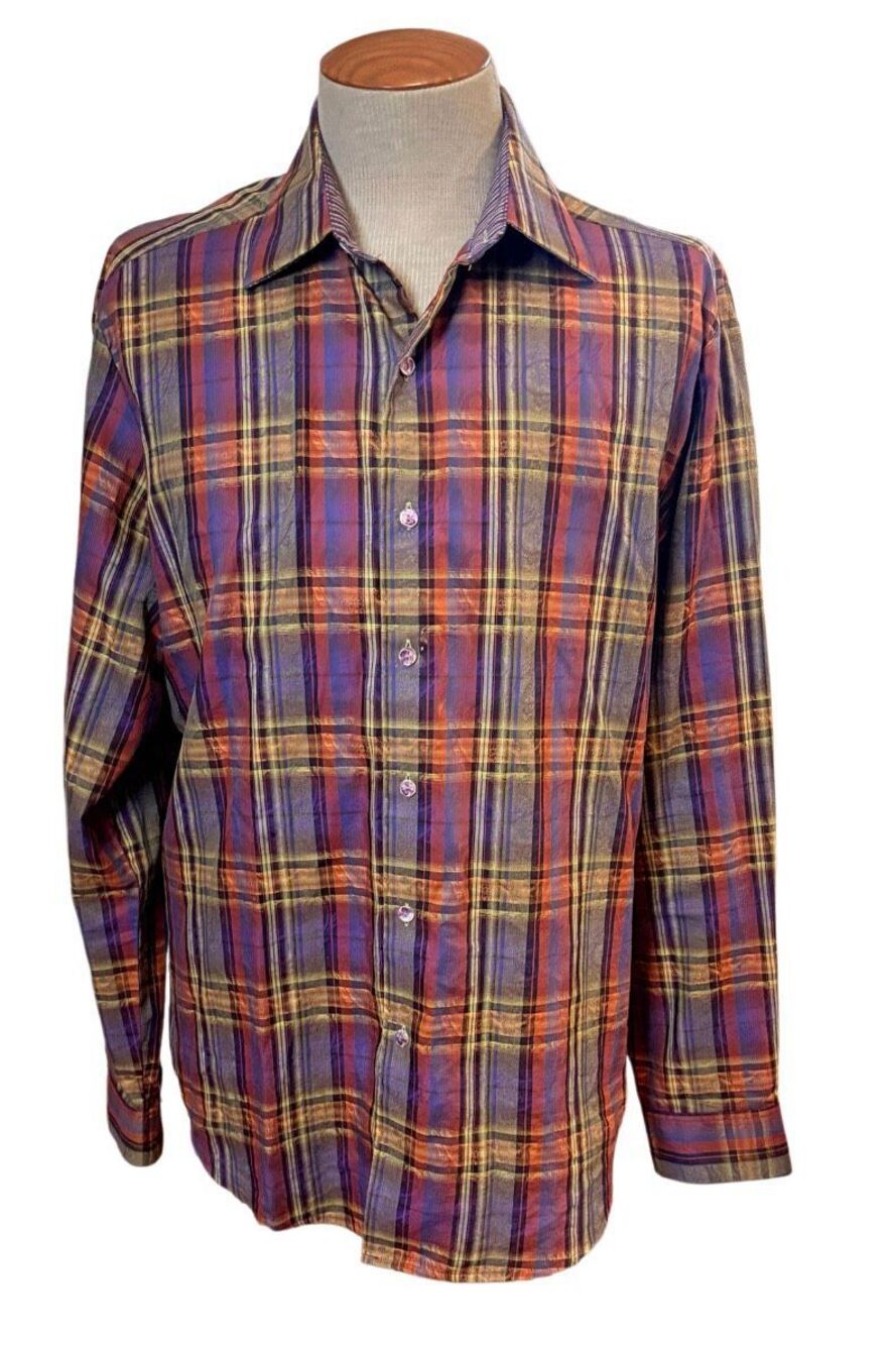 Robert Graham Button Down Mens XL Plaid Classic Fit Cotton